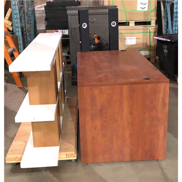 Group of assorted misc items - includes office desk / Ridgid shop Vacuum / wooden 6-drawer dresser e