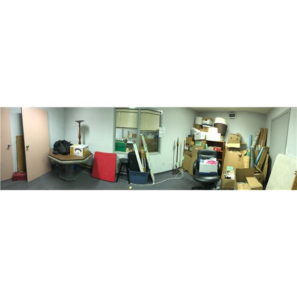 Room full of misc. - includes Bercello estates flush mount fixture / Pedestal Base Octagon Table / f