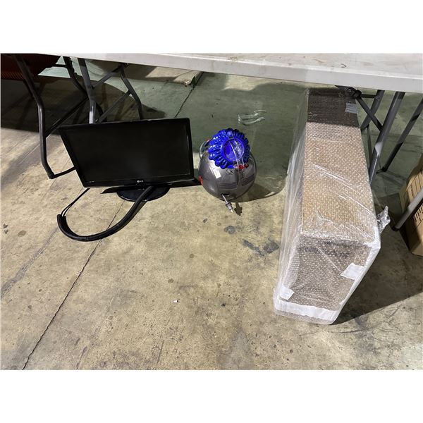 Group of electronic devices, includes monitor, Dyson vacuum, Broan range hood