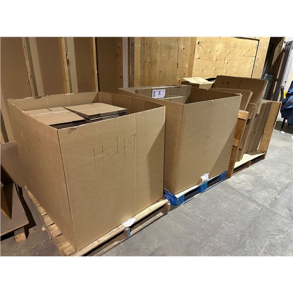 Group of 3 pallets of misc. folded carboard boxes