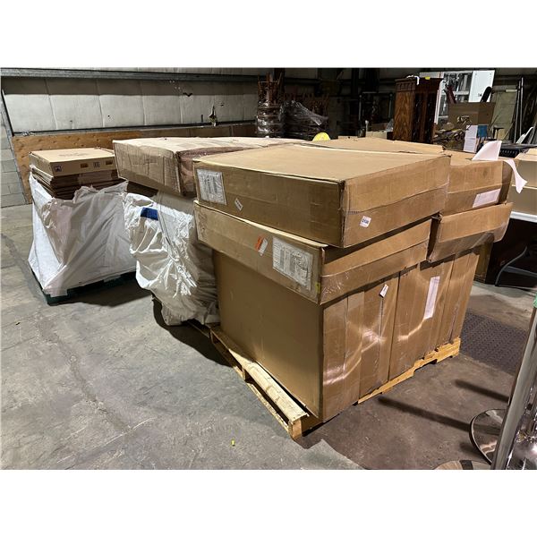 Group of 3 pallets of misc. folded carboard boxes