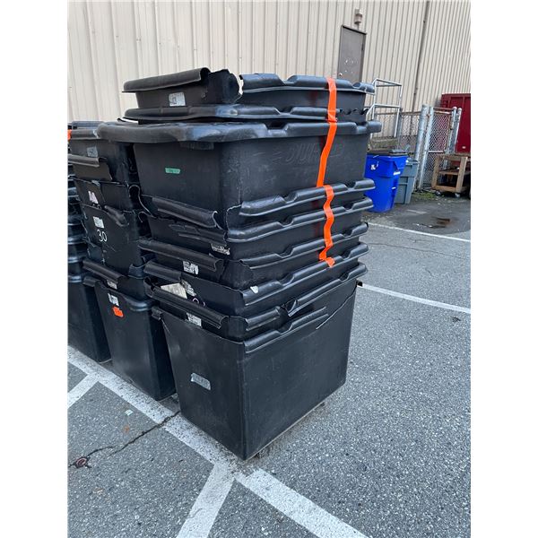 Large group of storage bins - approx. 22 pcs (slight damage on some)
