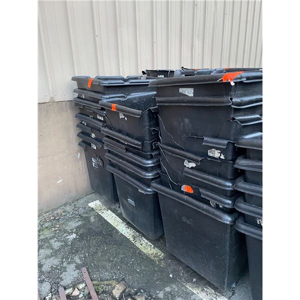 Large group of storage bins - approx. 21 pcs (slight damage on some)
