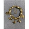 Image 1 : Lovely Damascene Charm Bracelet. Original Clasp& Safety Chain. I Charm Missing