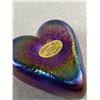 Image 2 : Robert Held Handmade in Canada Art Glass Heart Shape Paperweight Small Chip