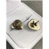 Image 2 : Pair of sterling Silver Hand Engraved Hearts Shaped Stud Earrings Marked Eas E&S Sterling