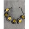 Image 1 : Silver Tone Metal With Faceted Glass Stones. Claw Set Bracelet Self Adjustible L