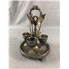 Image 1 : Early Standard Silver Co. Egg Cruet Set w/4 Removable Egg Cups & Spoons