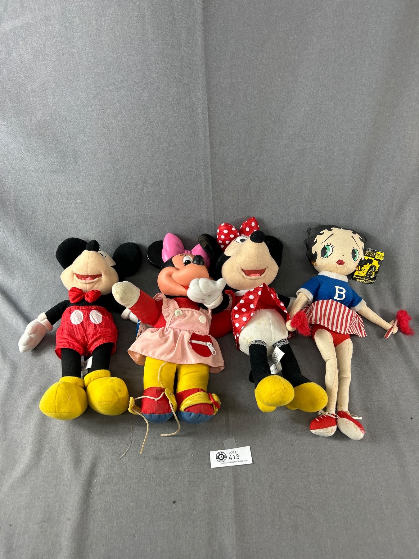 Mickey Boop Lot of Vintage Mickey Mouse, Mini Mouse, Betty Boop Stuffed Figures