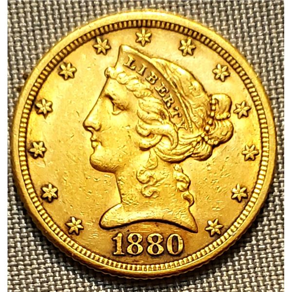 1880 Liberty Head $5 Gold
