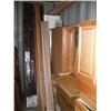 Image 1 : Large Lot of Kitchen Cabinets  3 Base Units, 1 Wall Mount Unit, Oak Finish, 3 Bi-fold White Doors, L