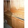Image 4 : Large Lot of Kitchen Cabinets  3 Base Units, 1 Wall Mount Unit, Oak Finish, 3 Bi-fold White Doors, L