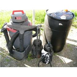 QSV Shop Vac 16 Gallon with Attachments and 2 Hand Pump Sprayers, 1 30 Gallon Cleaning Bucket with P