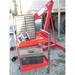 Ex-cell Two Ton Engine Crane, MDL: W1000 and 1 Snap-On Shop Cart, 1 Master Mechanic MDL 621 Empty To