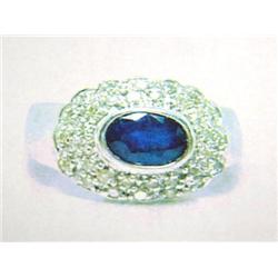 Sapphire and Diamond Lady's Ring 14k White Gold Sapphire is Full cut and Approximately .50 carats, E