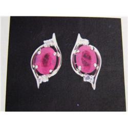 Ruby and Diamond Earrings, 14k Gold, Rubies are approximately 1.00 carats Diamonds are full cut and 