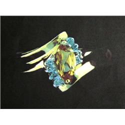 Citrine and Diamond Lady's Ring, 10k Gold, Marquise cut Citrine of Approximately .50 carats, Diamond