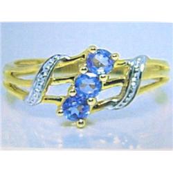 Tanzanite and Diamond Lady's Ring 10k Gold, Tanzanites approximately: .33 carats, Diamonds:  Approxi