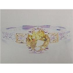 Fine Lemon Yellow Sapphire and Diamond Lady's Ring, 14k Gold, Sapphire is Approximately 1.00 carats,