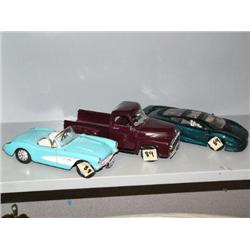 Lot of 3 Model Cars: Jaguar 220, 1957 Chevy Corvette, '53 Ford Pickup (2)