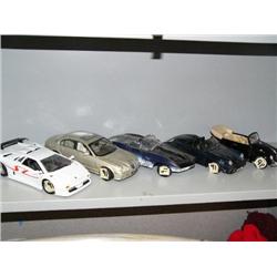 Lot of 5 Model Cars:  Porsche 911 Speedster 1989, Volkswagon 1951, 1961 Corvette Mako Shark, S Type 