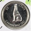Image 1 : 1967 WOLF CANADIAN SILVER 50 CENT COIN (P/L)