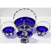 Image 1 : 4PCS COBALT BLUE CONDIMENT DISH SET