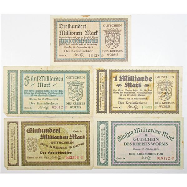 Worms Notgeld Assortment, 1923-24