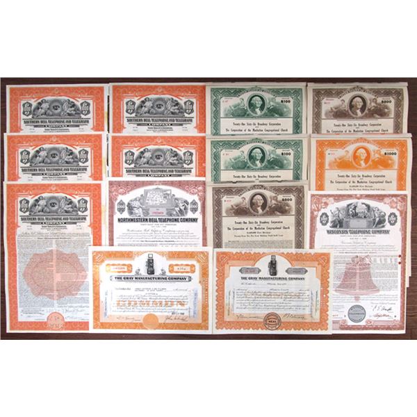 Communication and Industrial Assortment of Issued and Specimen Stock and Bond Certificates, 1928-60