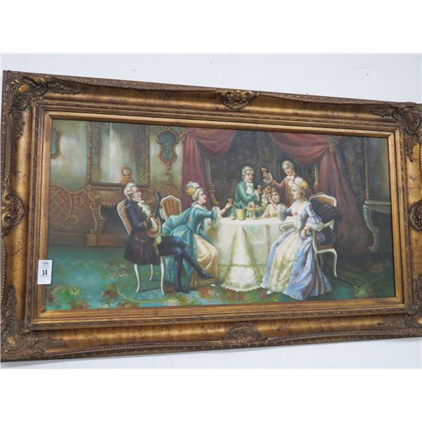Oil On Canvas Provincial Dining in Ornate Gold Guild Frame - 30 x 48