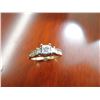 Image 3 : 14K YG Diamond Ring w/One Square Cut Diamond and 10 Square Cut Diamonds