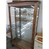 Image 1 : Tiger Oak Claw Foot Slide Door Front Full Vision Curio