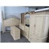 Image 1 : Beige Burl Ornate King Poster HB/Dresser/Mirror/Wardrobe/Nightstands Set