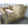 Image 3 : Ornate King Sleigh Bed w/Faux Marble Top Dresser/Mirror/HB/Nightstands Set