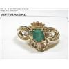 Image 4 : 14K YG Diamond and Emerald Ring w/28 Round Cut Diamonds and 18