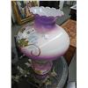 Image 1 : Ornate Floral Painted Hurricane Lamp