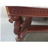 Image 2 : Ornately Carved Gargoyle Claw Foot Mahogany Marble Top Table