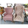 Image 1 : 2-Brown Tufted Wingback Chair/Maroon Cloth Armchair - 2 X $