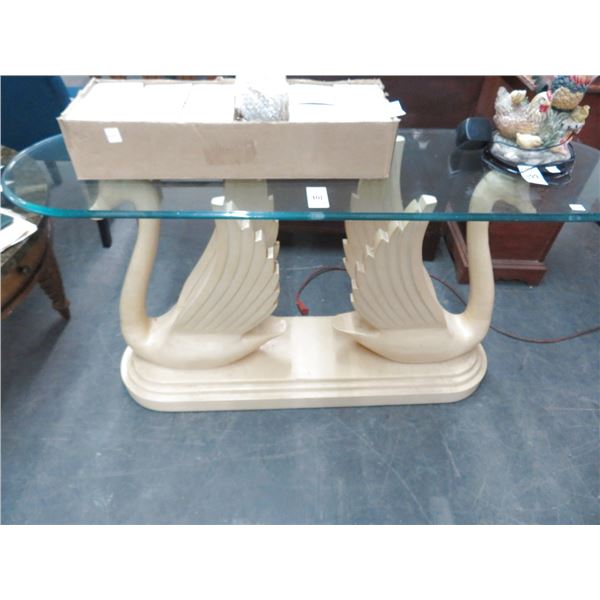 Swan Base Glasstop Hall Table