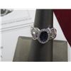 Image 2 : Platinum Sapphire and Diamond Ring w/One Oval Mixed Cut Sapphire and