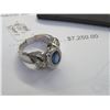 Image 3 : Platinum Sapphire and Diamond Ring w/One Oval Mixed Cut Sapphire and