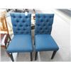 Image 1 : Blue Tufted Padded Side Chairs - Pair