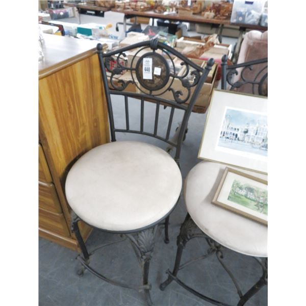 Ornate Padded Cast Swivel Bar Stools - 3