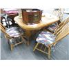 Image 1 : Oak Double Pedestal Flip Leaf Table w/6 Chairs