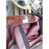 Image 2 : Maroon Leather w/Burl Trim Massaging Chair