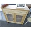 Image 1 : Light Oak Rolling Kitchen Island w/Vented Doors