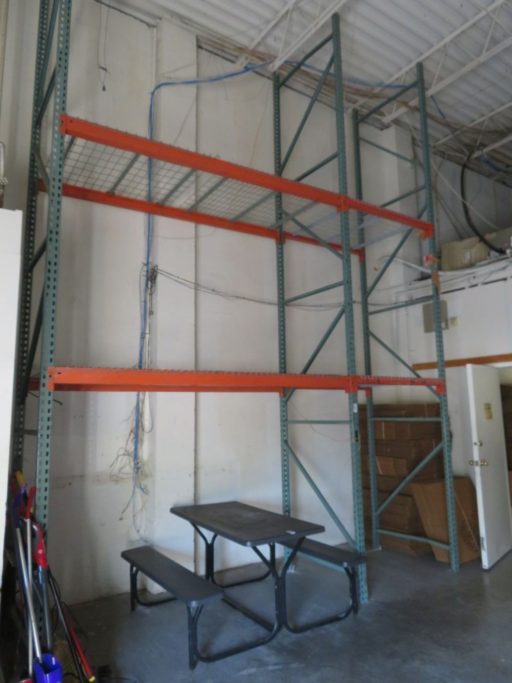 2-20' Pallet Rack Section 3 Ups/8 Crossbeams/Waterfall Decking - 2 X