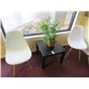 Image 1 : Contemporary White Lobby Chairs w/Black End Table & Silk Plant