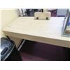 Image 2 : Wood Grain Metal Base Small Computer Desk w/Outlet