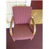 Image 1 : Maroon Cloth Oak Chairs - Pair